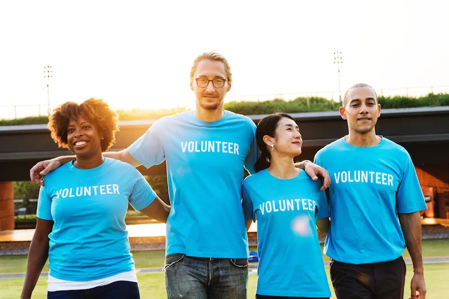 Team of charity workers