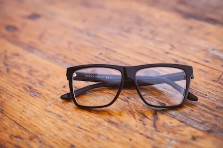 glasses on a wood table