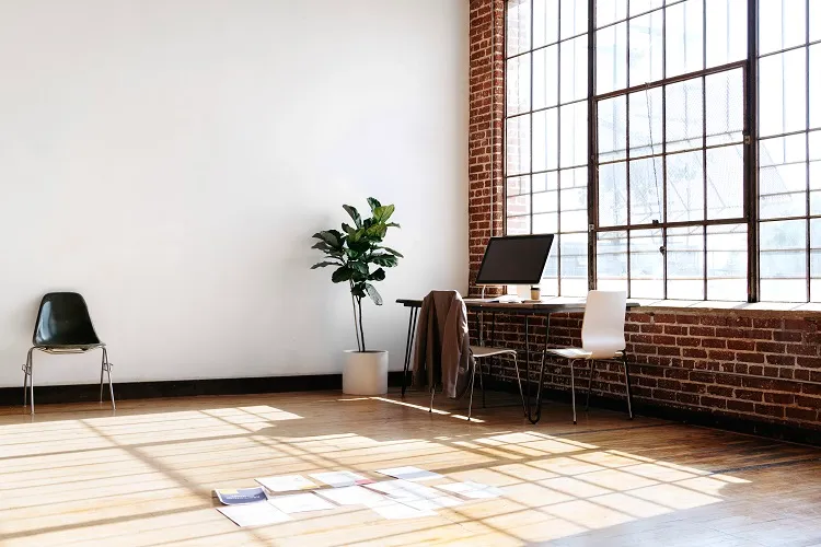 Natural light in a room with desk for work