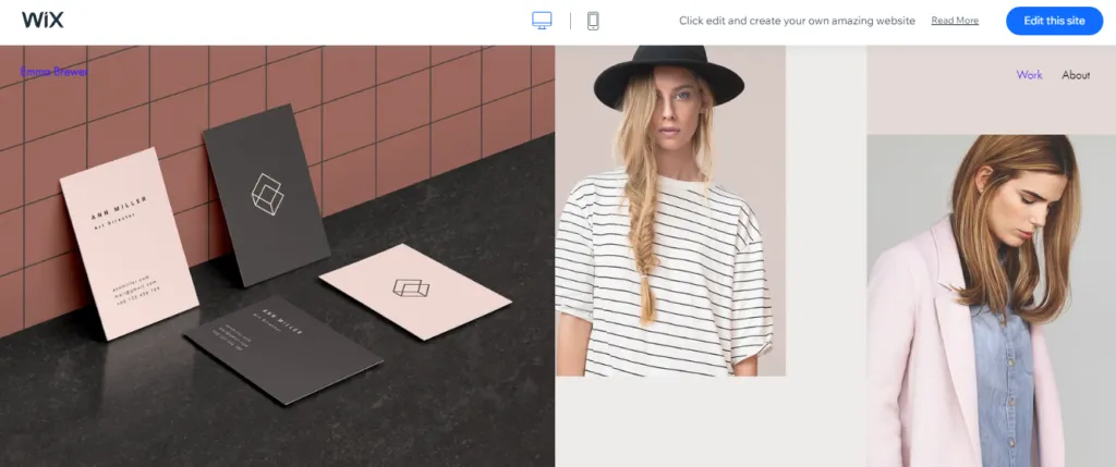 wix - emma brewer theme as an art director